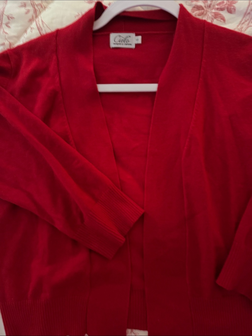 Cielo Open-Front Red Cardigan